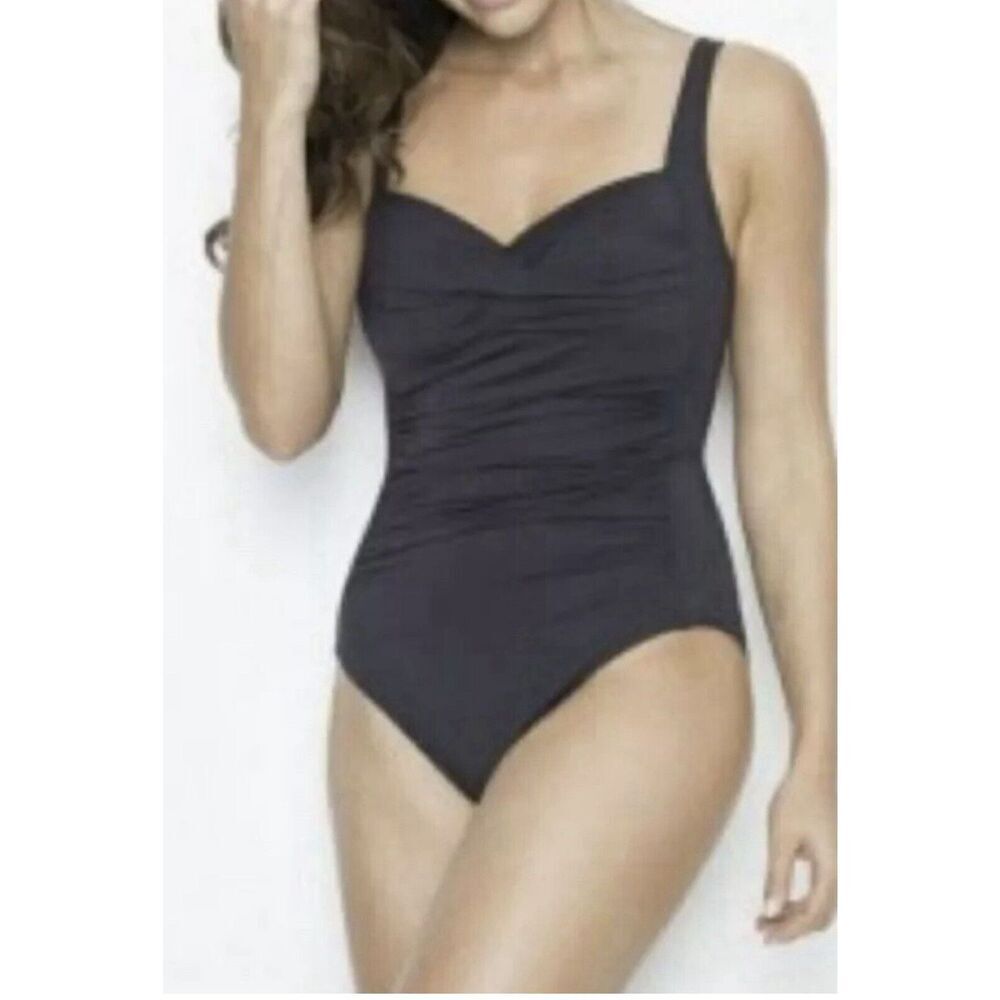 Bond-Eye Australia Navy Multi Fit Cup Ruched One Piece Slimming Swimsuit US 8